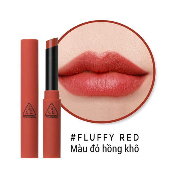 Son 3CE Slim Velvet Lip Color Màu Fluffy Red